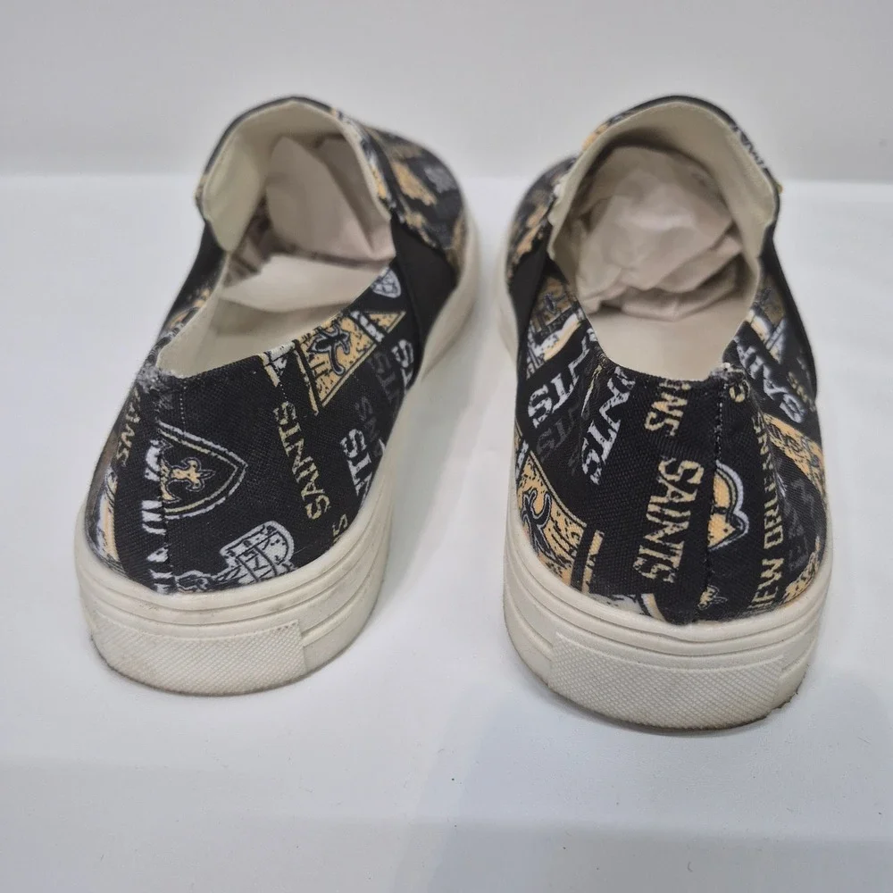 Unbranded New Orleans Saints Slip On Sneakers Womens 10‎ Black Gold Good